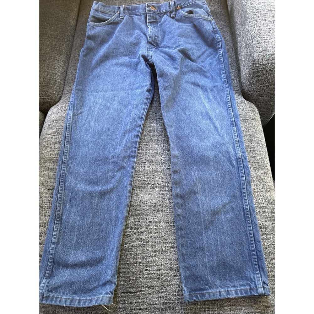 Wrangler Cowboy Cut Relaxed Fit Medium Wash Blue Denim Jeans Workwear Mens 36x31